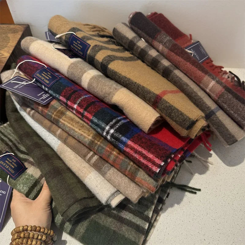Classic Red Plaid Winter Scarf & Shawl – Women's & Men's Wrap Winter Scarf Shawl PLUSH