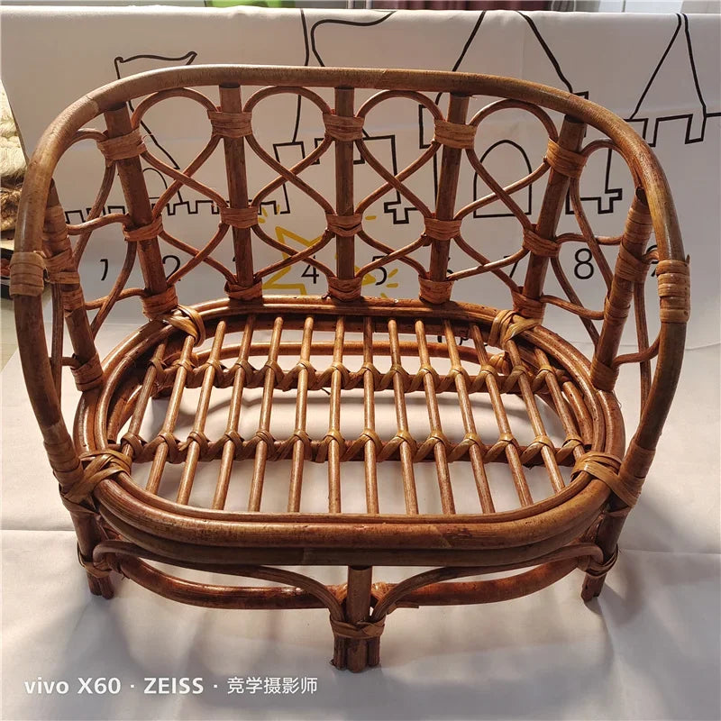 Newborn Photography Prop – Retro Rattan Baby Basket Chair Photography Prop Basket PLUSH As picture