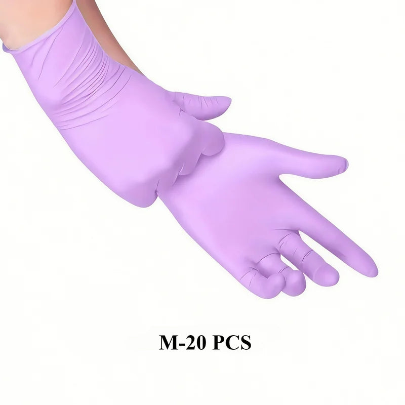 20pc Purple Nitrile Gloves 9-Inch | Latex-Free Powder-Free Disposable Nitrile Gloves PLUSH