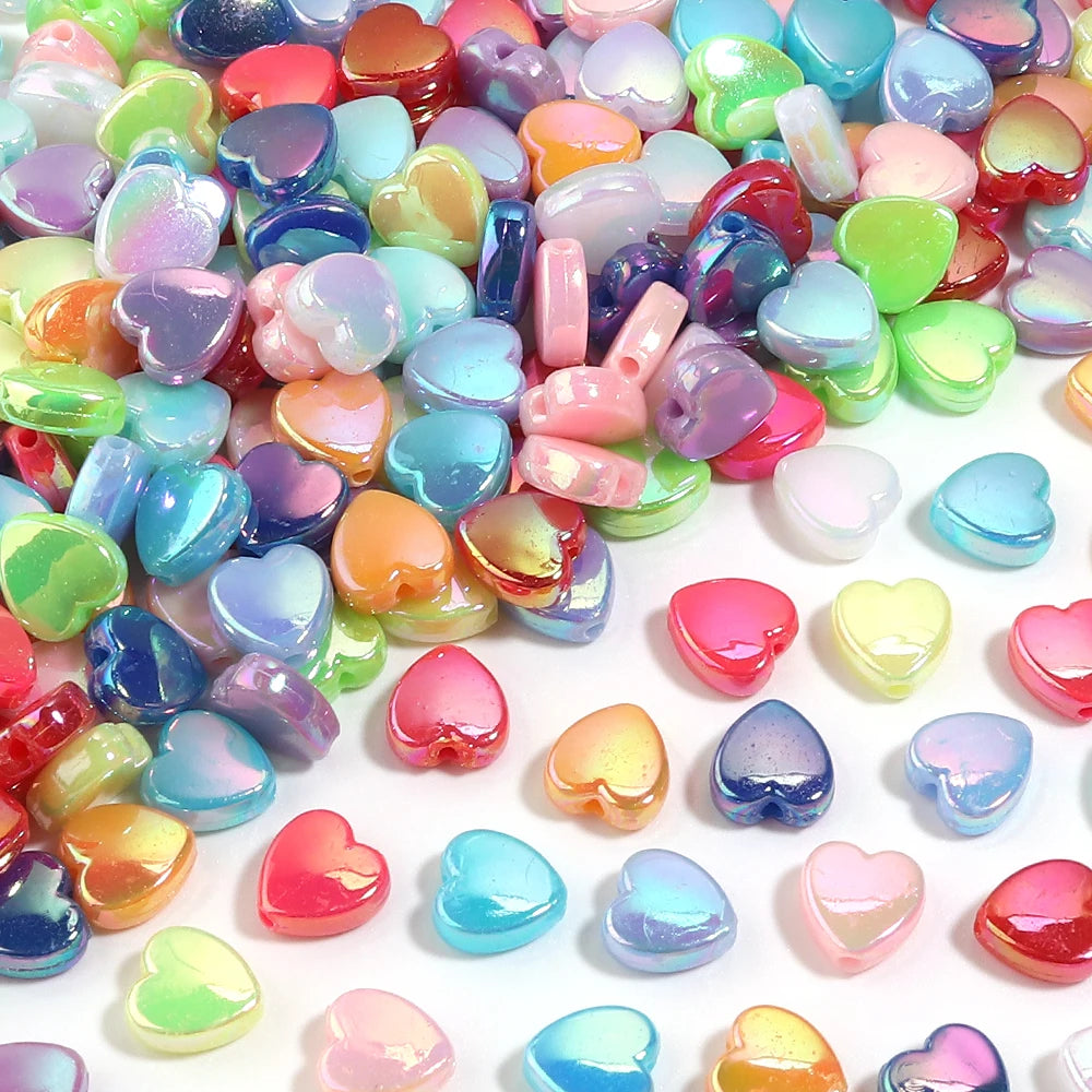 200pcs AB Heart Acrylic Spacer Beads – DIY Jewelry Making Acrylic Spacer Beads PLUSH