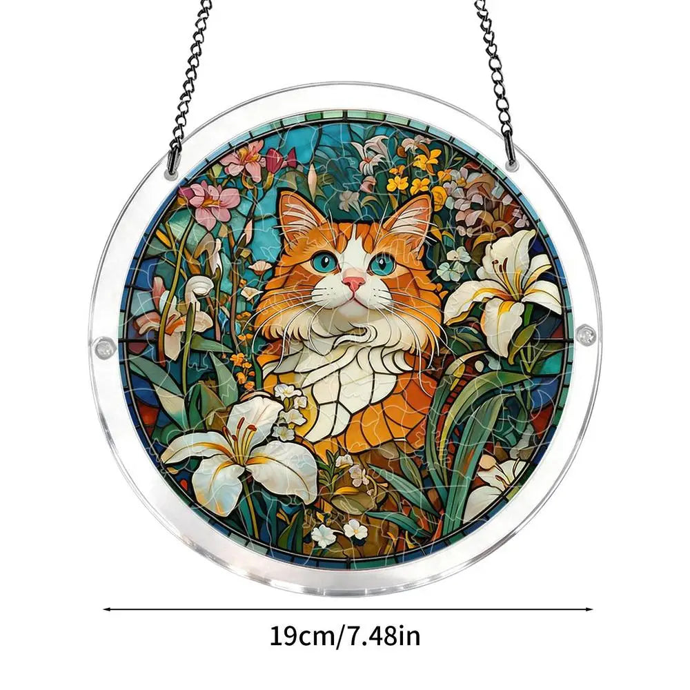 Acrylic Puzzle Suncatcher – Window Hanging Home Decor Ornament Suncatcher Ornament PLUSH cat