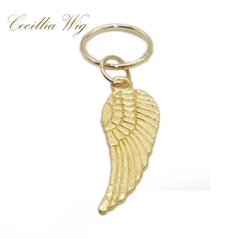 5pcs Dreadlock Beads Hair Braid Cuffs – Gold Leaf & Shell Rings Dreadlock Hair Cuffs PLUSH Gold wing 5pcs