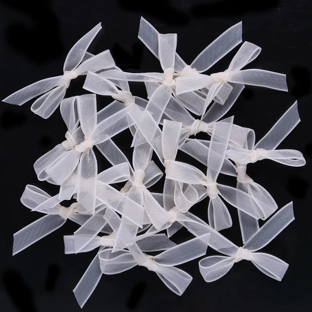 20pcs Mini Ribbon Bows – Colorful Polyester Bowknots for DIY Crafts Ribbon Bows PLUSH Beige 3X4.2cm