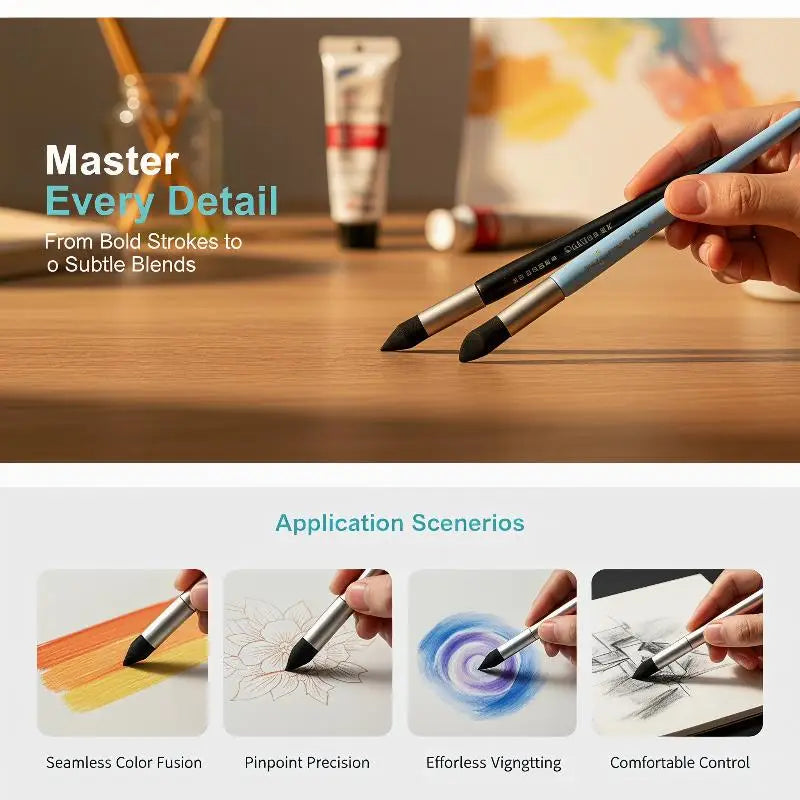 Sponge Smudge Pens for Oil Pastels – Multi-Shape Blending Stumps Art Blending Tools PLUSH