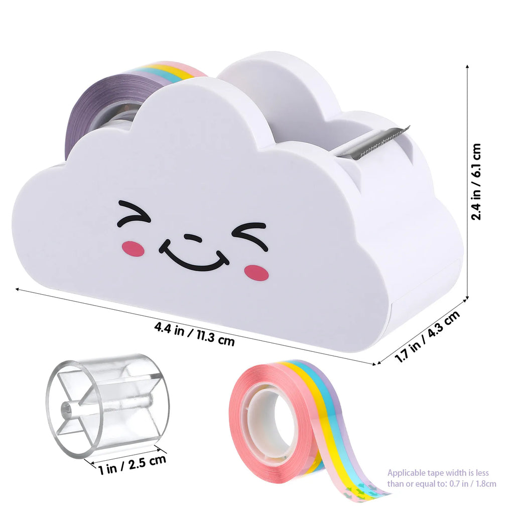 Cloud Tape Dispenser Set with Rainbow Roll – Cute Desk Stationery Tape Dispenser Set PLUSH