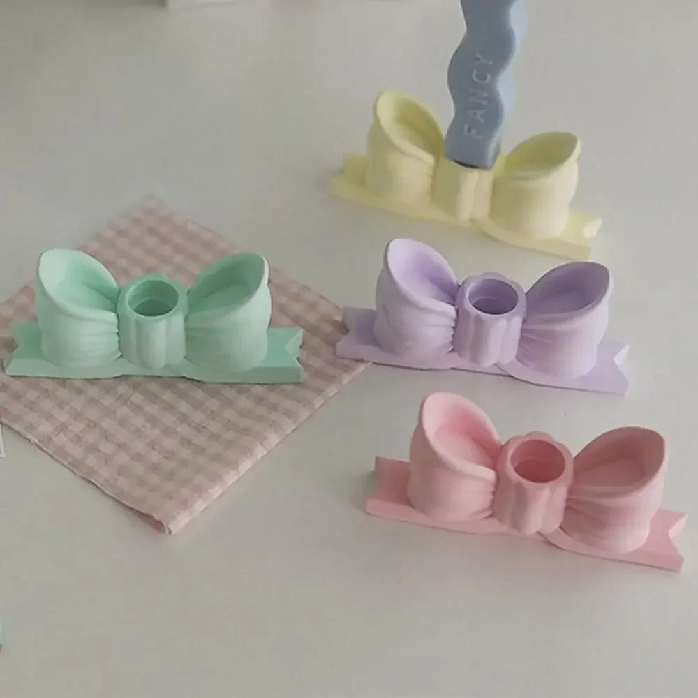 Bow Tie Plaster Candlestick Holder – 3 Colors Home Decor Candle Holder PLUSH