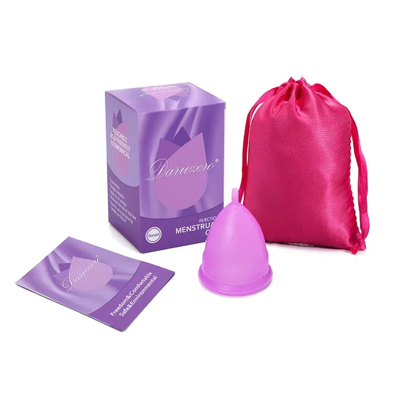 Medical Grade Silicone Menstrual Cup S & L | vive fit Menstrual Cup PLUSH 1Pack-Bag-box-Purpl L Size