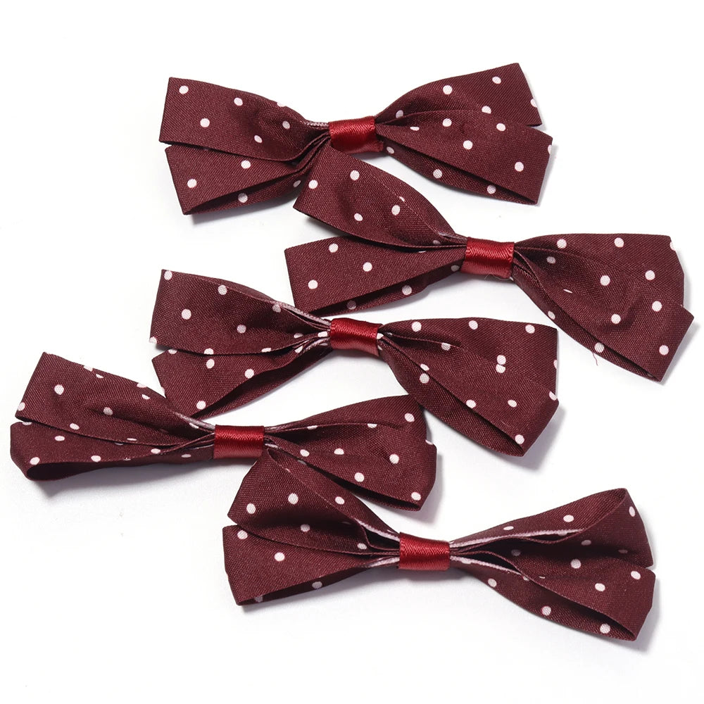 5pcs 15mm Polka Dot Pre-Tied Bows – DIY Hair & Craft Supplies Craft Bow Embellishments PLUSH wine red