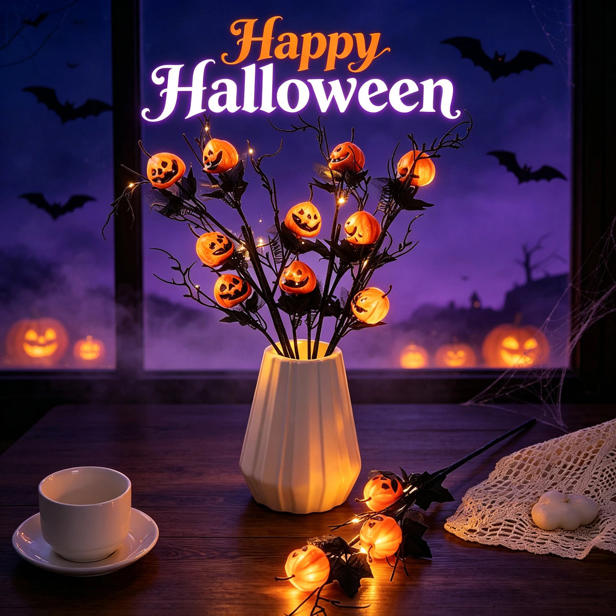 Halloween Pumpkin Vase & Trident Party Decoration Prop Set Halloween Decoration Set PLUSH
