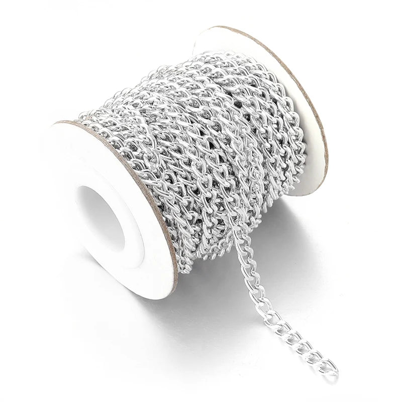 5 Yards Aluminum Cross Twisted Link Chain – DIY Jewelry Making Jewelry Chain PLUSH Silver 6x4mm