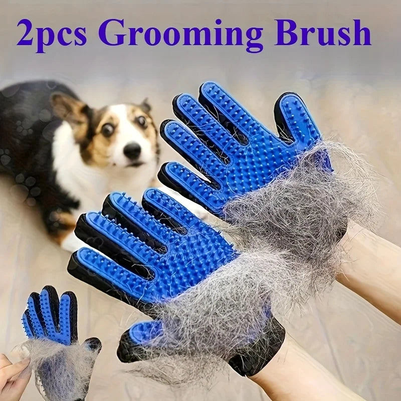 Pet Grooming Gloves – Silicone Hair Removal & Massage (Pair) Pet Grooming Gloves PLUSH