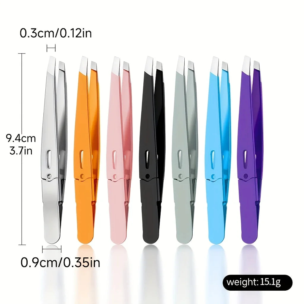 Ouriner Stainless Steel Slant Tip Precision Eyebrow Tweezers Precision Tweezers PLUSH