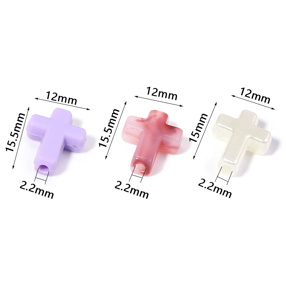 100pcs Cross Acrylic Spacer Beads 12x15.5mm – DIY Jewelry Making Acrylic Spacer Beads PLUSH