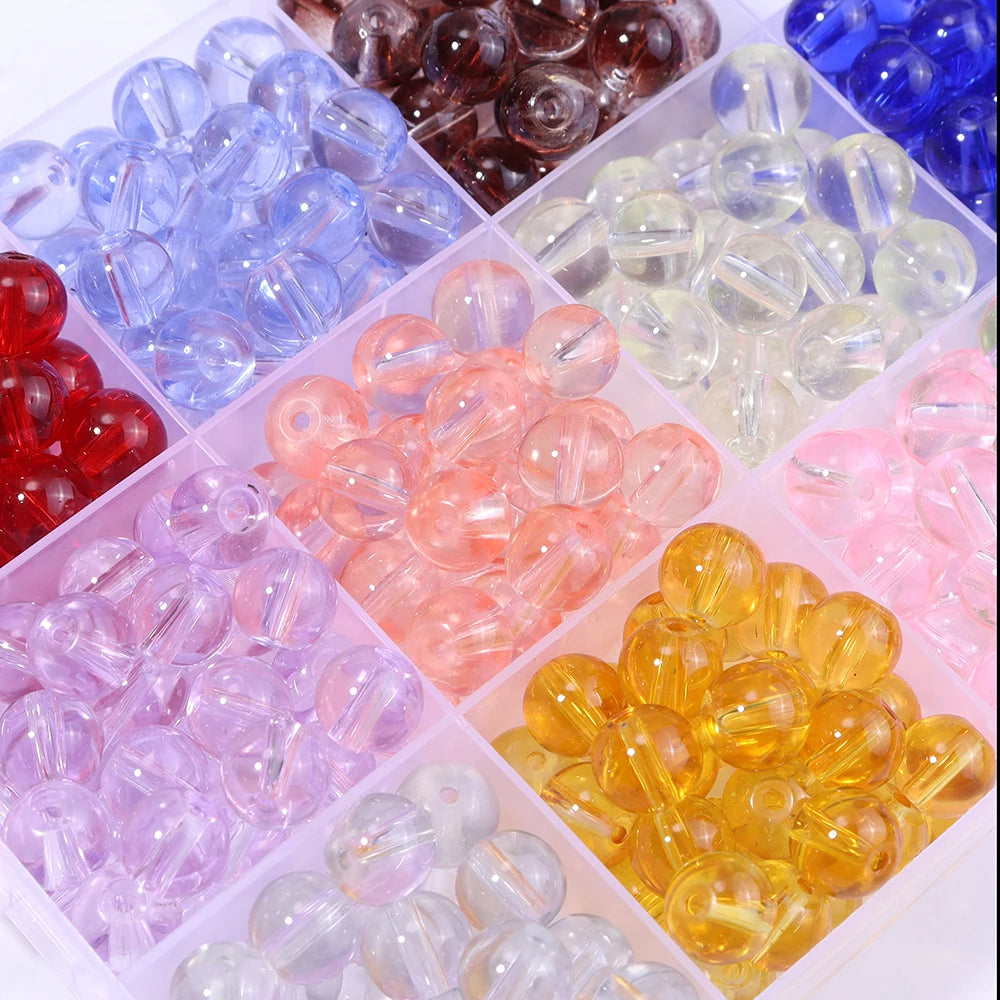 50pcs Colorful Round Glass Crystal Beads – DIY Jewelry Making Glass Craft Beads PLUSH