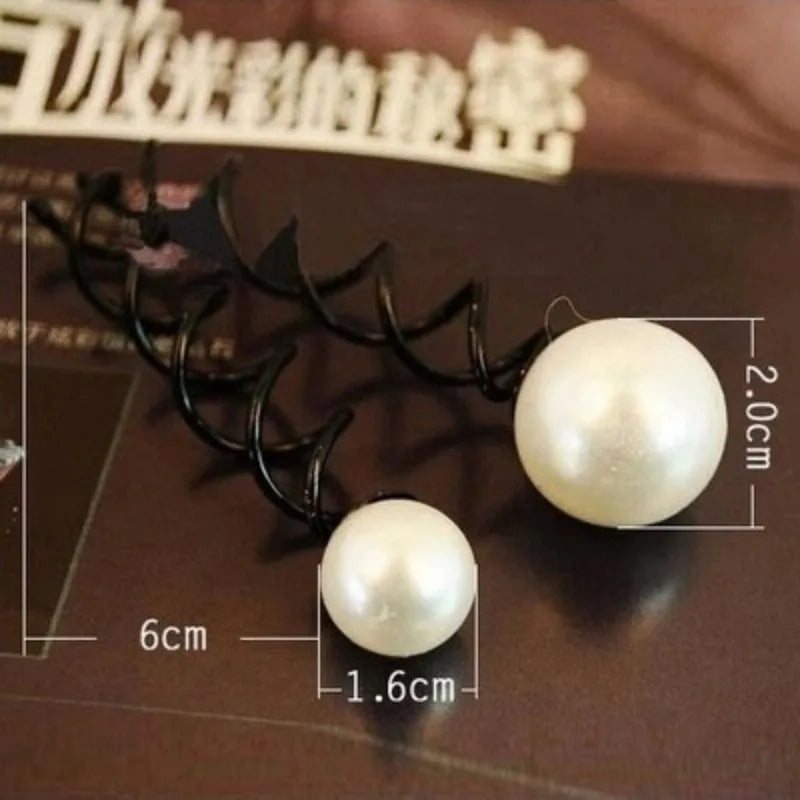 2Pcs Pearl Spiral Screw Bobby Pins – Korean Hair Barrettes Hair Barrette Pins PLUSH