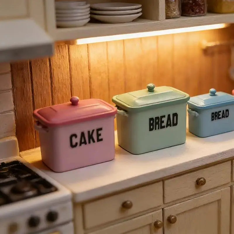 1:12 Miniature Dollhouse Cake & Bread Storage Box Set – 2pcs Dollhouse Accessories PLUSH