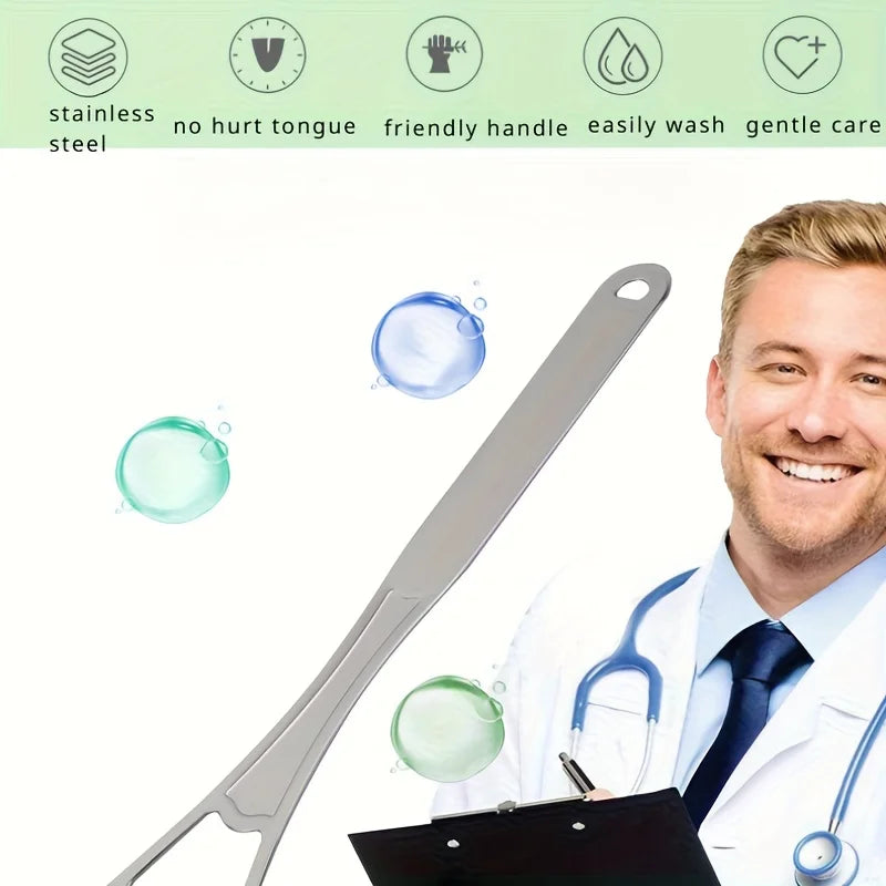 Double-Layer Tongue Cleaner & Stainless Steel Scraper Tongue Scraper PLUSH