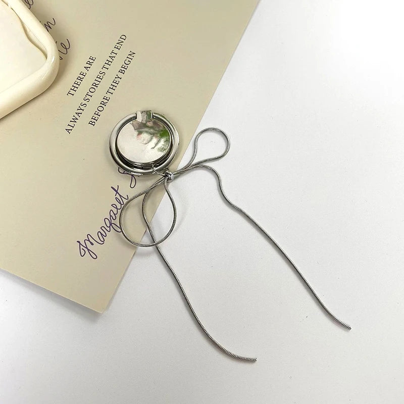 Bow-Knot Chain Finger Ring Holder – 360° Rotatable Phone Stand Phone Ring Holder PLUSH