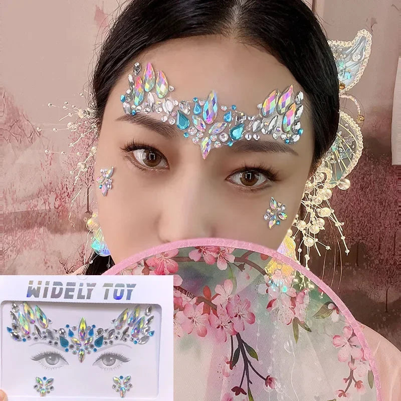 Crystal Face Gems Rhinestone Temporary Tattoo Stickers Face Gem Stickers PLUSH A9