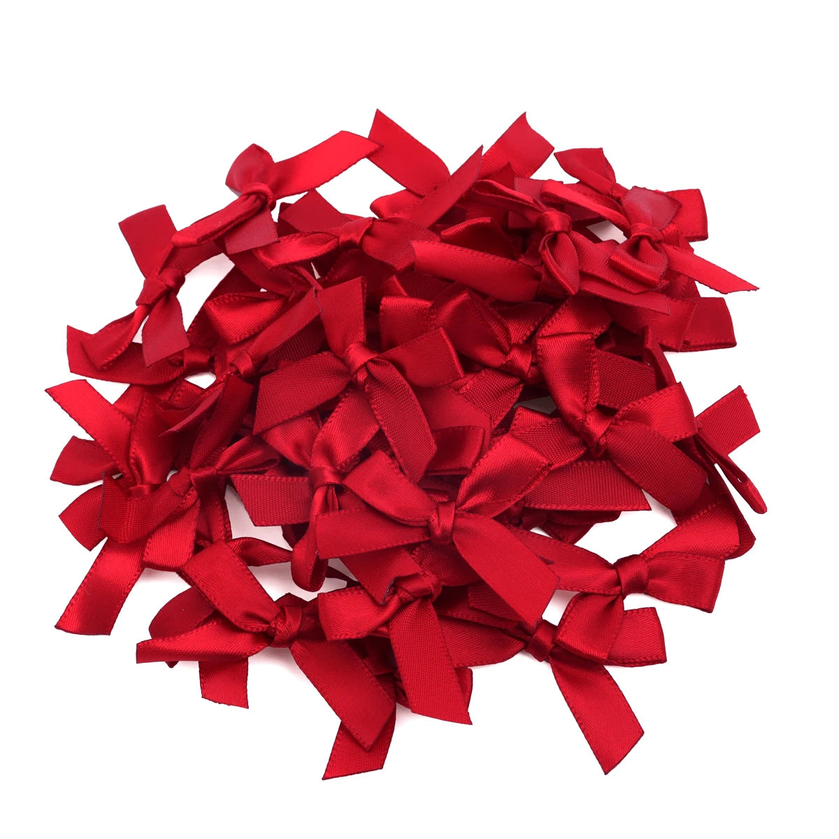 50pcs Satin Ribbon Bows 3.5x4cm – Multicolor DIY Decoration Ribbon Bows PLUSH Wine Red 3.5x4cm