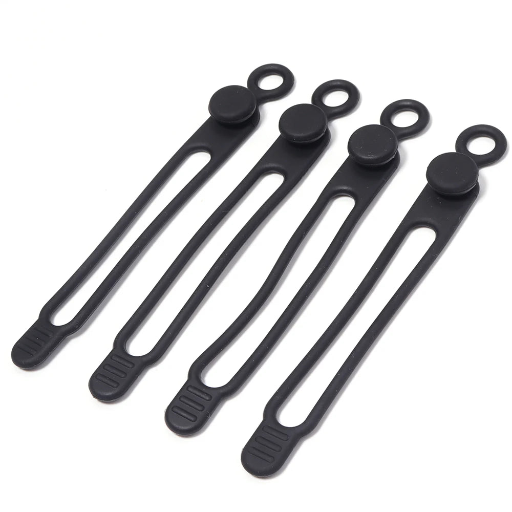 4pcs Silicone Cable Ties Multicolor Reusable Cord Organizer Cable Organizer Ties PLUSH black