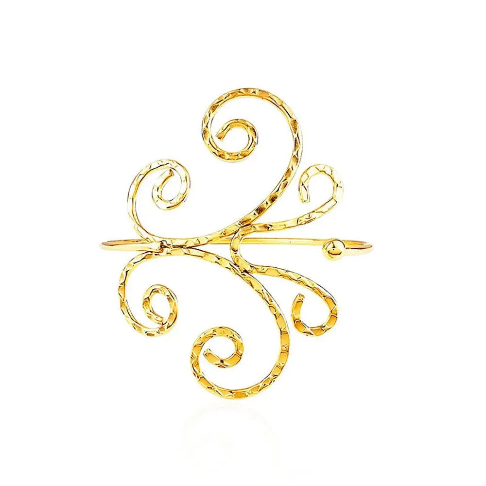 Bohemian Alloy Cuff Bangle – Hollow Leaves & Musical Note Cuff Bangle Bracelet PLUSH gold-D