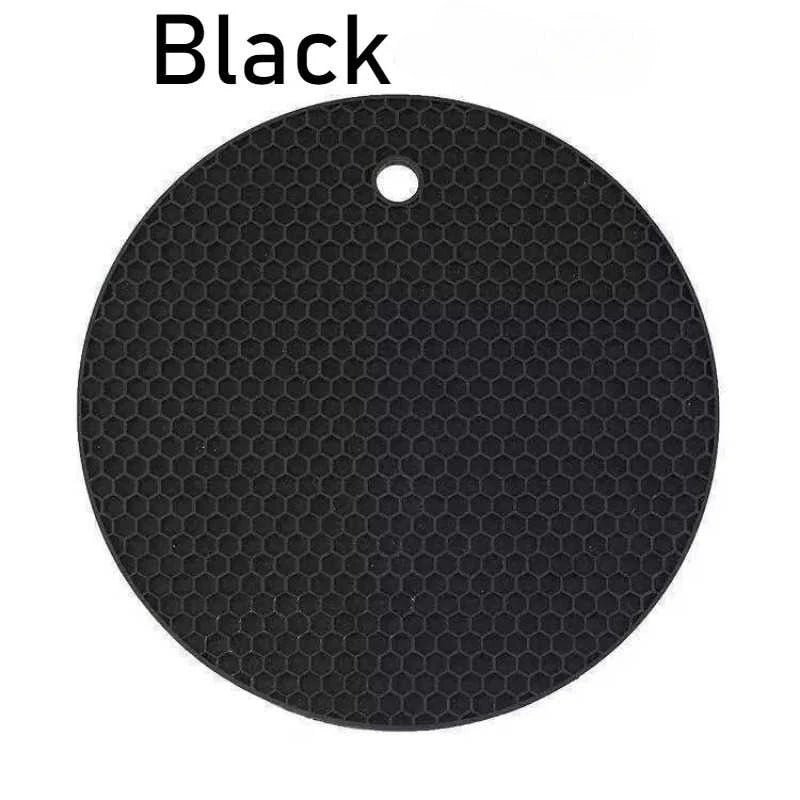 Silicone Round Trivet Mats Honeycomb | Jar Opener 1-3 PCS Silicone Trivet Mat PLUSH Black 1PC