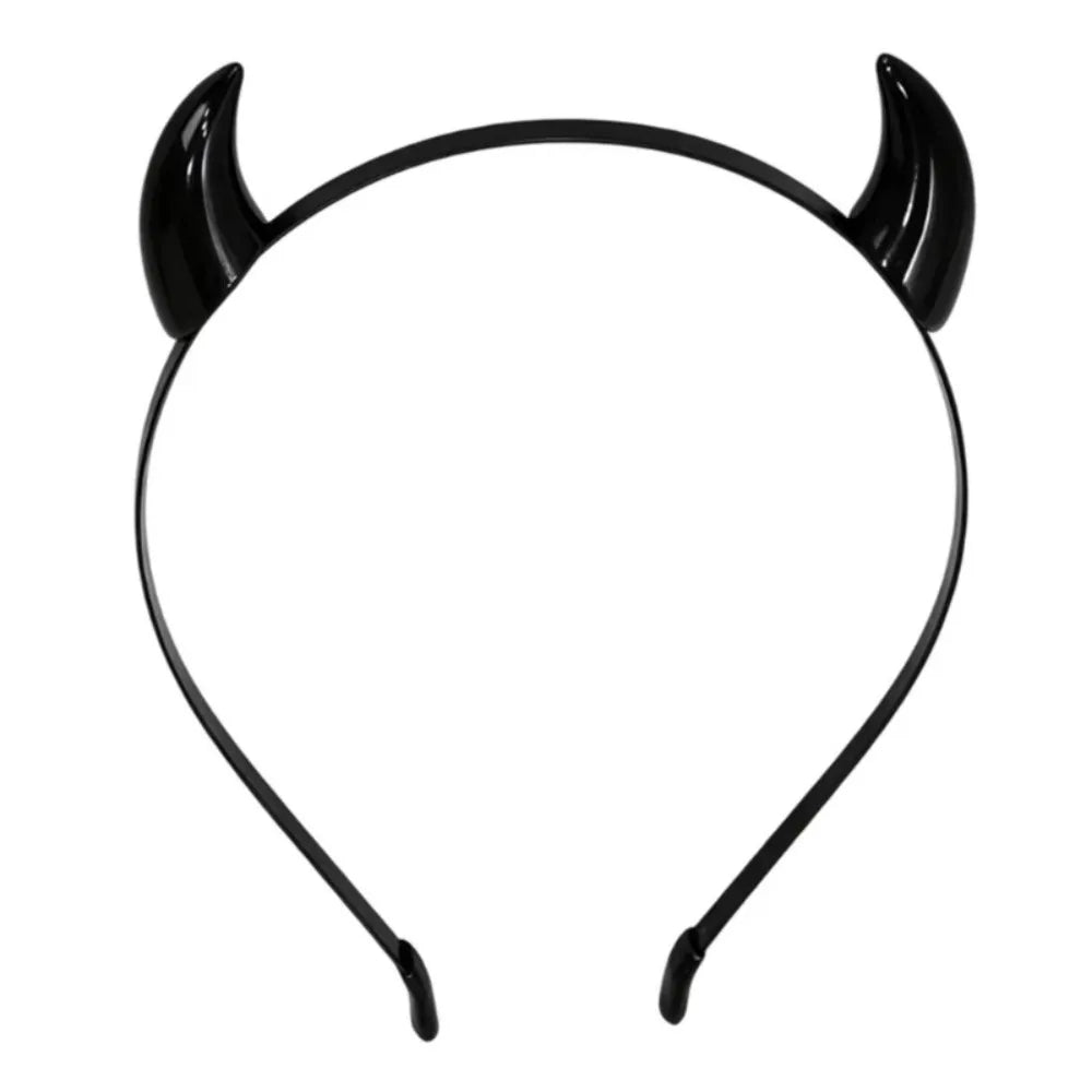 Gothic Devil Horn Headband – Glossy Resin Ox Horn Hair Hoop Gothic Hair Headband PLUSH Black