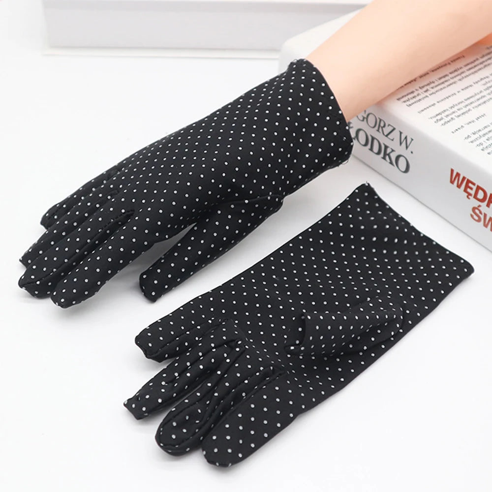 Women's Anti-UV Spandex Driving Gloves – Dot Sunscreen Driving Gloves PLUSH