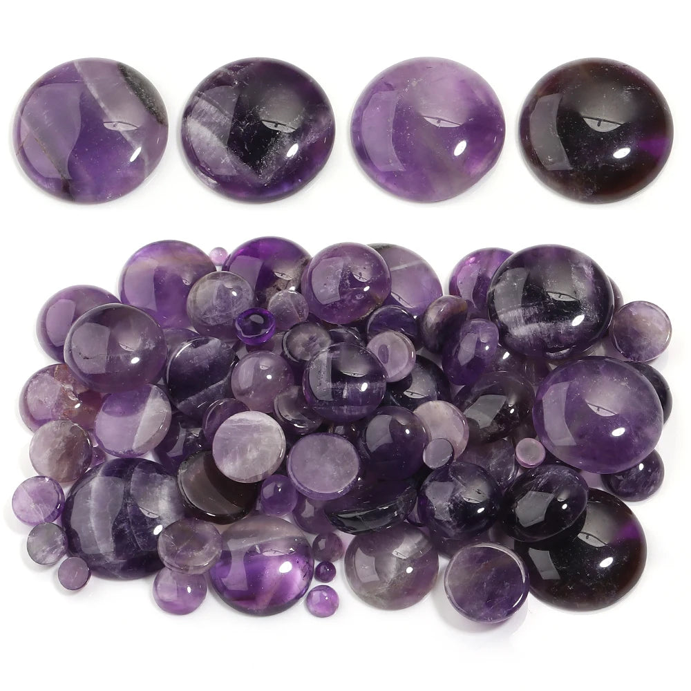 Natural Amethyst Round Cabochons – DIY Jewelry Making 5-10pcs Stone Cabochons PLUSH