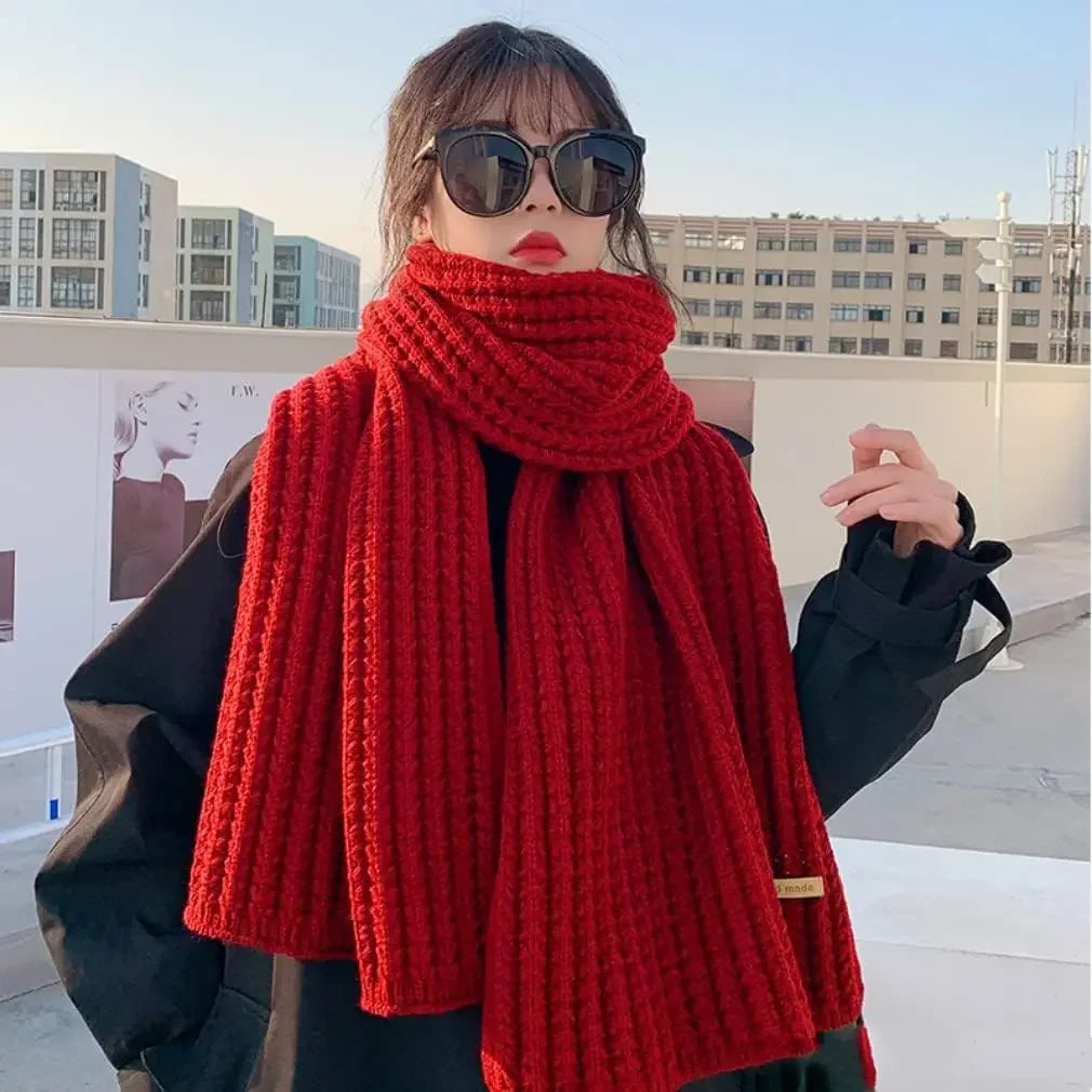 Chunky Knit Winter Scarf Unisex Couple Neck Wrap Set Knitted Winter Scarf PLUSH