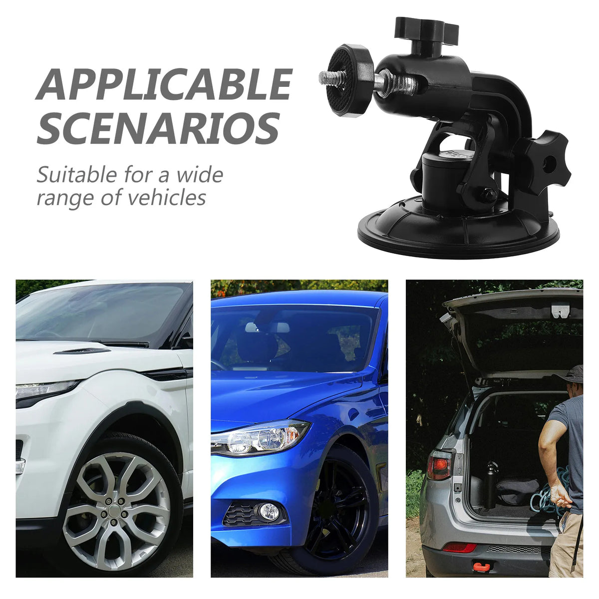 Foxnovo Action Camera Suction Cup Car Mount – Adjustable Camera Car Mount PLUSH