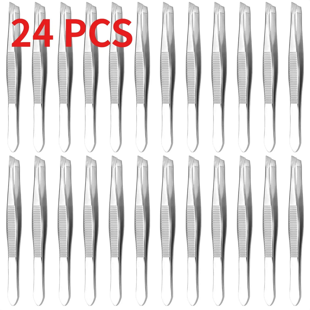 Precision Slant Tip Eyebrow Tweezers for Men & Women Eyebrow Tweezers PLUSH Oblique 24 pcs