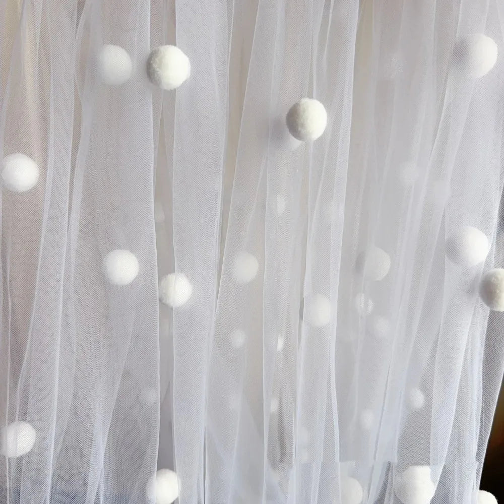 3D Pom-Pom Tulle Table Runner – Handmade Party Tablecloth Decorative Table Runner PLUSH Style F
