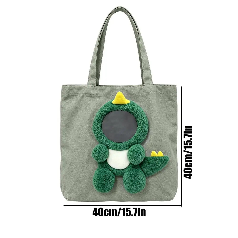 Cute Canvas Cat Carrier Shoulder Bag – Breathable Pet Tote Pet Carrier Bag PLUSH Green