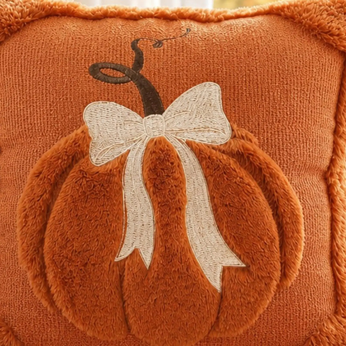 Pumpkin Bow Throw Pillow Cover 45x45cm | Fall Halloween Decor Throw Pillow Cover PLUSH