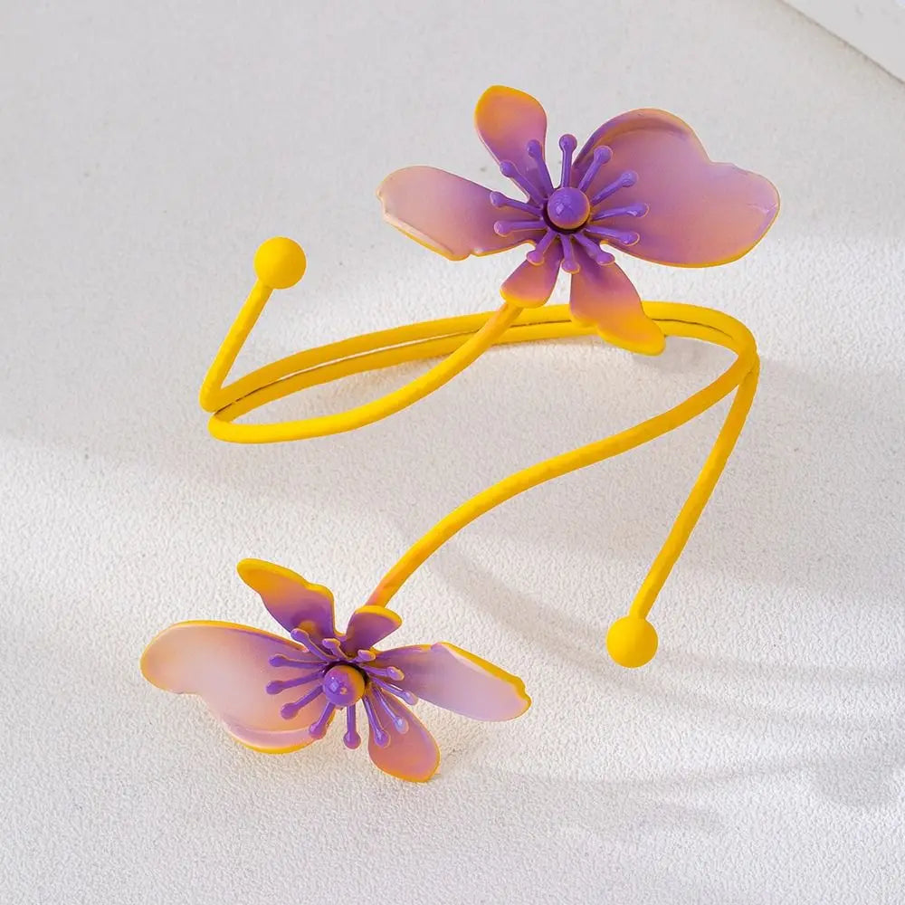 Colorful Floral Arm Cuff Open Bangle – Neon Gradient Armlet Arm Cuff Bangle PLUSH