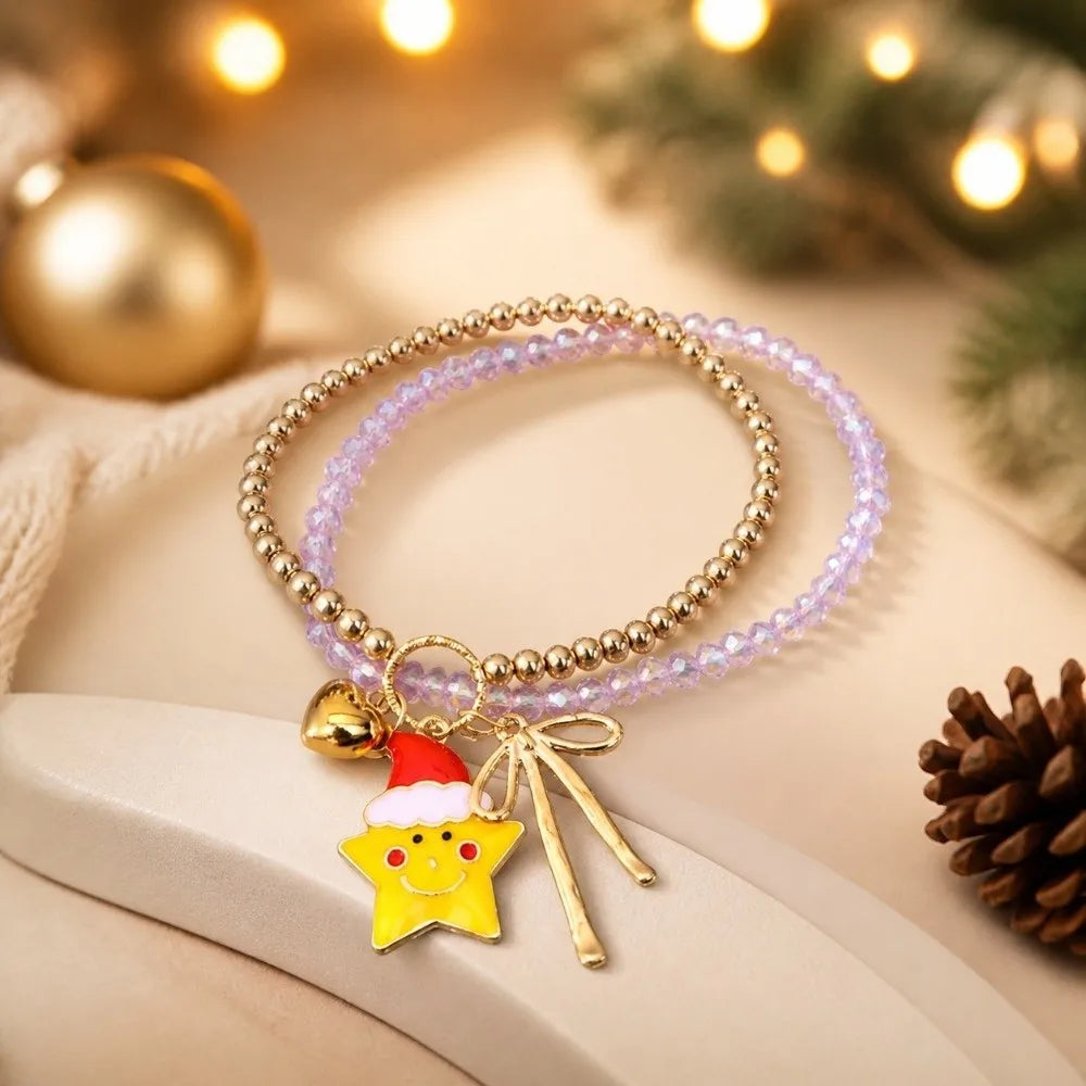 Christmas Santa Claus Braided Charm Bracelet – Adjustable Charm Bracelet PLUSH