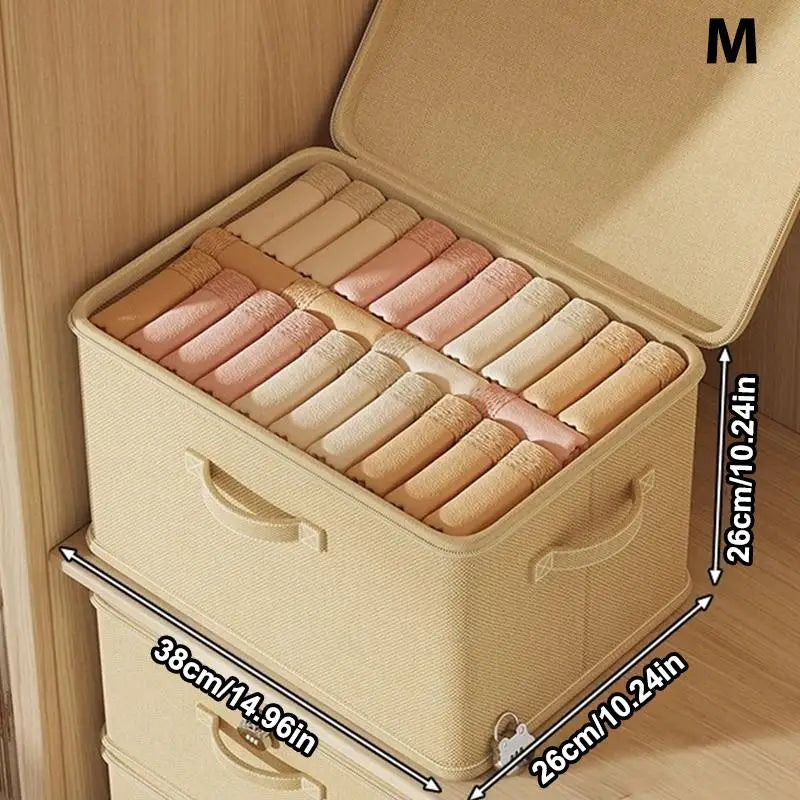 Large Foldable Fabric Storage Box with Password Lock – Grey Lockable Storage Box PLUSH M Beige