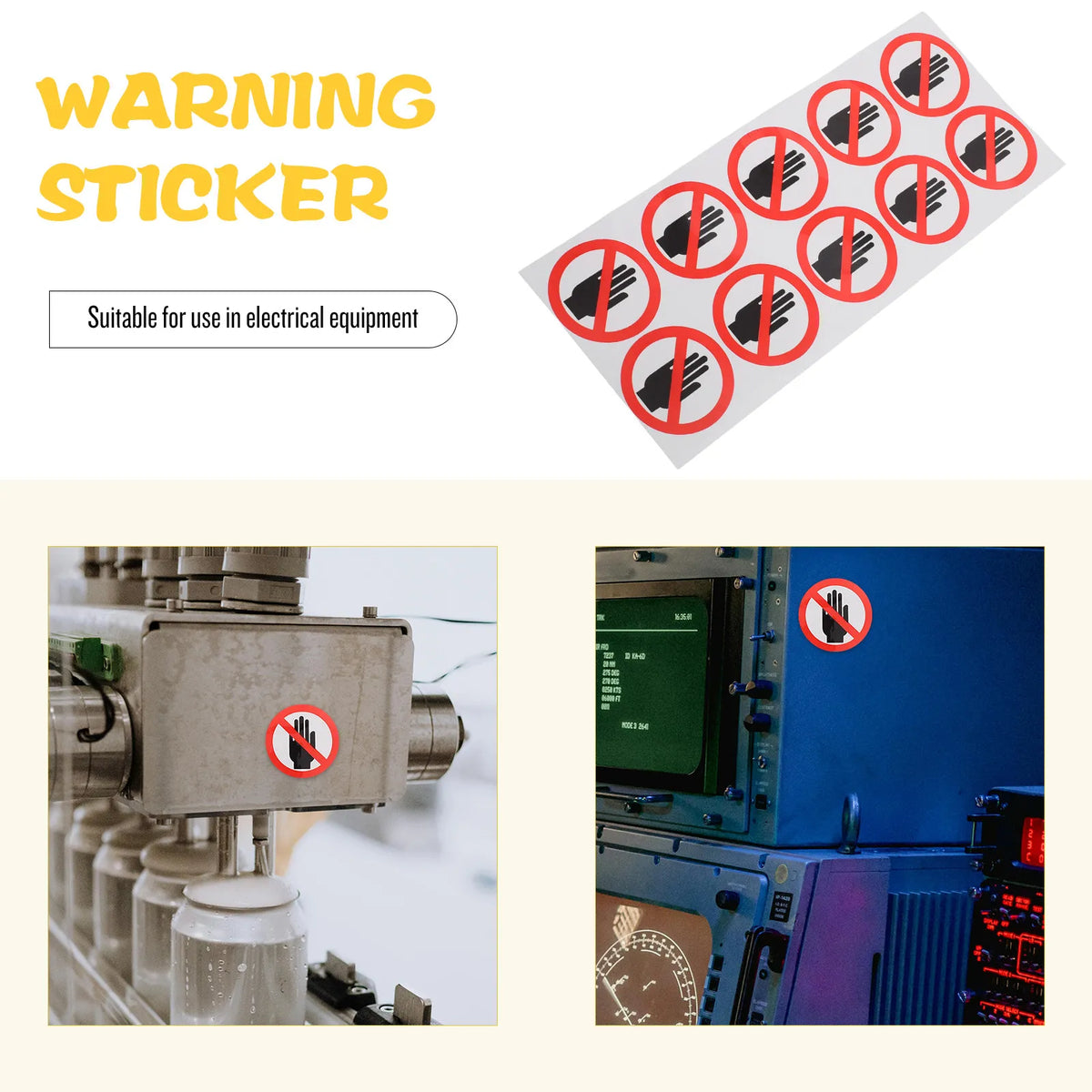Waterproof Do Not Touch Safety Warning Stickers – 10 Pack Safety Warning Stickers PLUSH