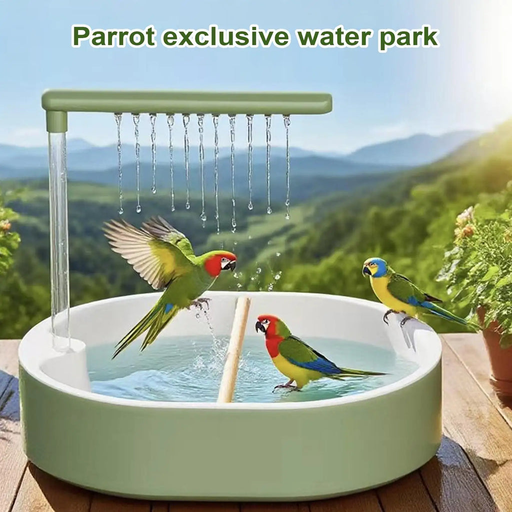 Automatic Circulating Bird Bath Tub for Parrots – Green Bird Bath Tub PLUSH