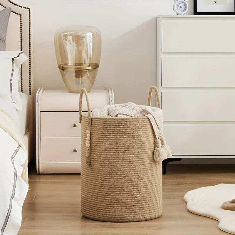 Extra Large Cotton Rope Storage Basket – Laundry & Toy Bin Rope Storage Basket PLUSH
