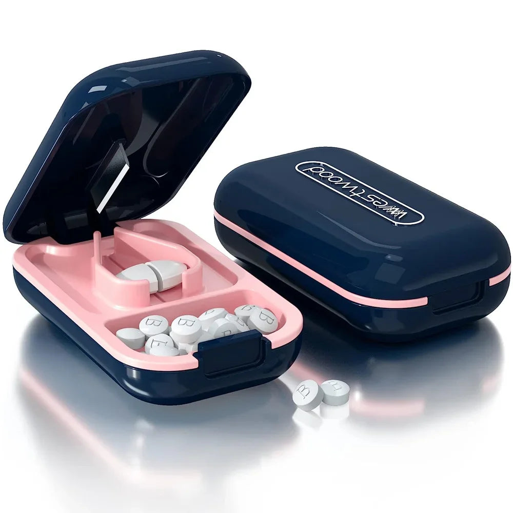 Portable Pill Cutter & Crusher – Compact Tablet Splitter Pill Cutter Crusher PLUSH Blue