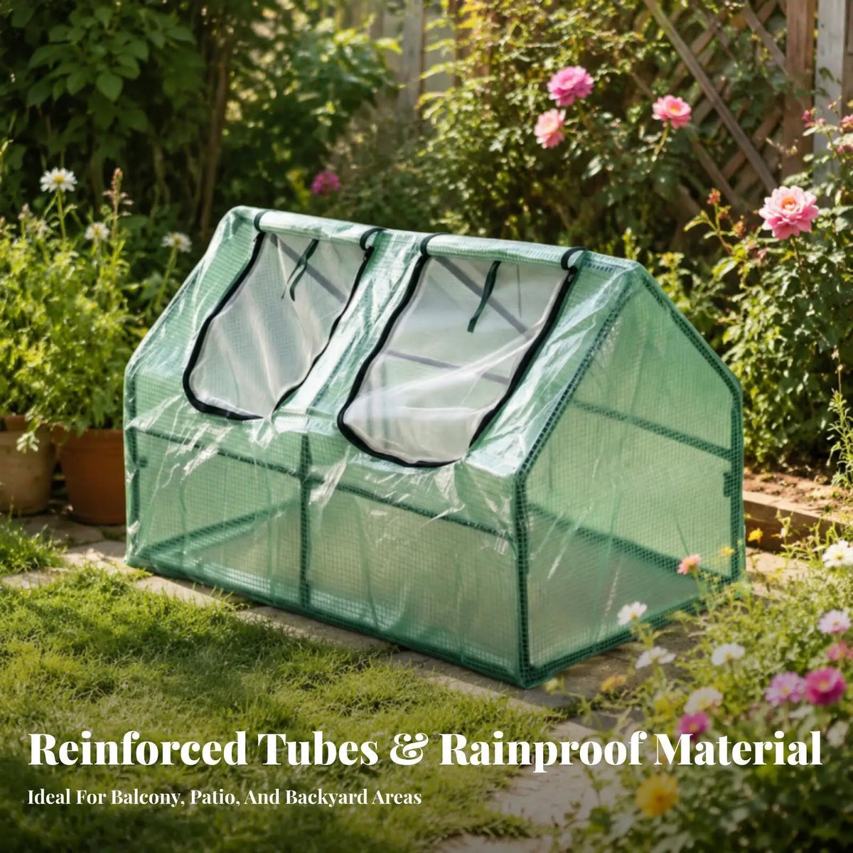 Portable Greenhouse Zippered Openings & Mesh Vents – 120×60cm Portable Greenhouse PLUSH