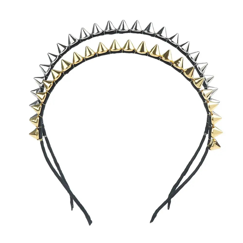 Punk Rock Bow Rivet Headband – Studded Metal Hair Band Rivet Hair Headband PLUSH