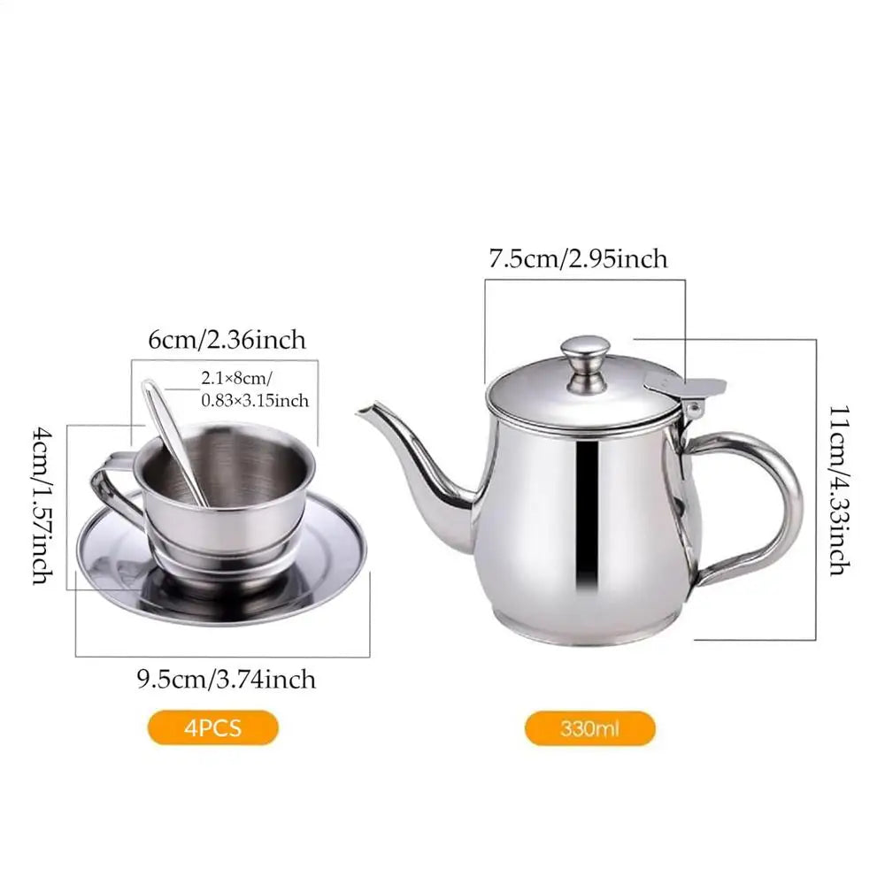Kids Stainless Steel Tea Set – Teapot & Cups Pretend Play Kids Pretend Play Set PLUSH Set