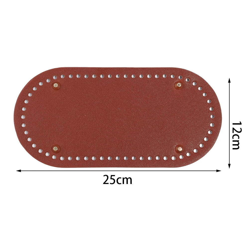 PU Leather Bag Base with Rivets – DIY Handbag Bottom Pad Bag Making Accessory PLUSH brown 12X25cm