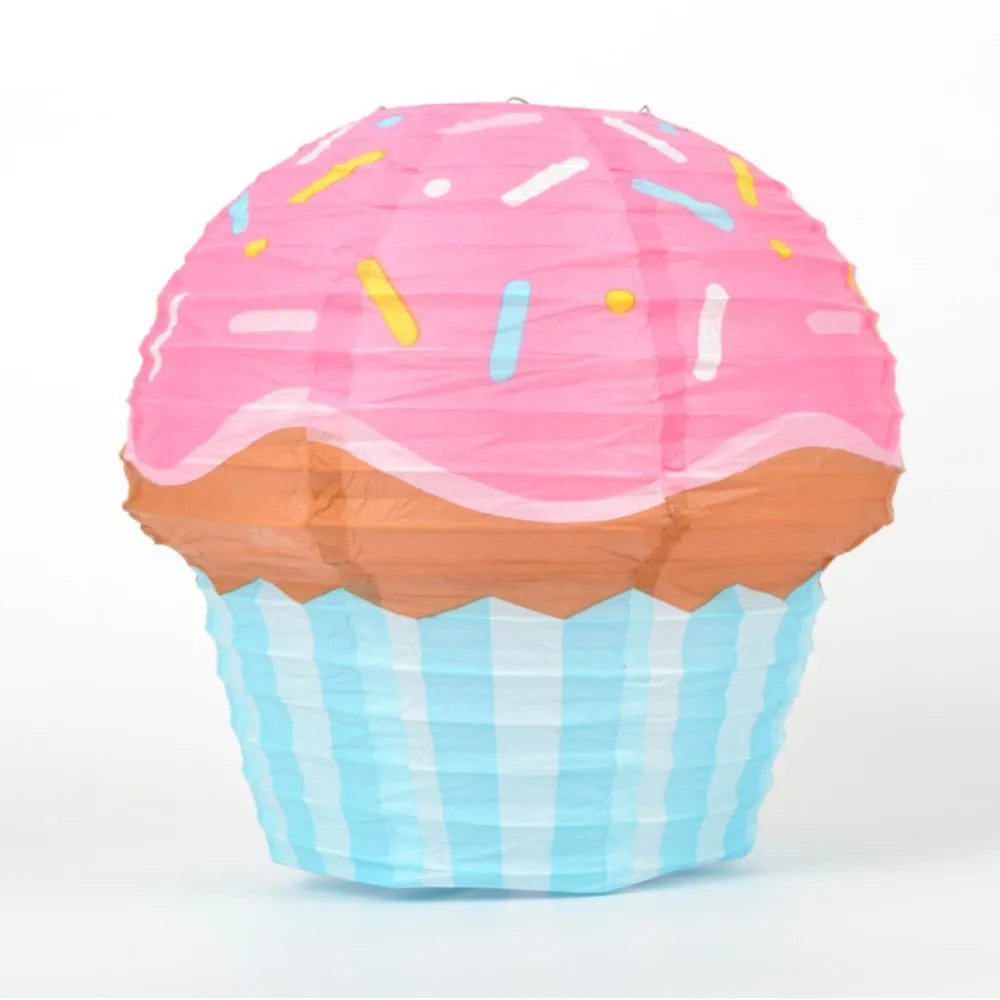 Foldable Round Paper Lantern Donut Ice Cream Party Decor Paper Party Lantern PLUSH Style 4