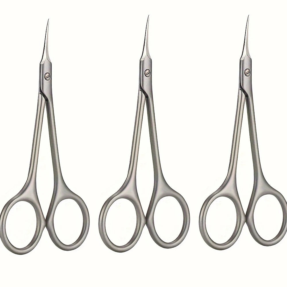3pcs Stainless Steel Cuticle Scissors Set | Precision Nail Tool Cuticle Scissors Set PLUSH Silvery 3pcs