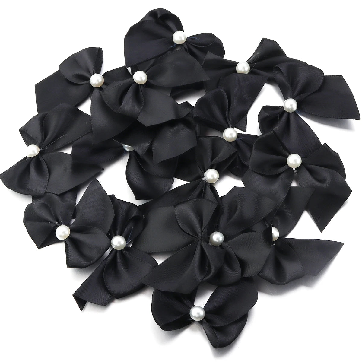 20pcs Satin Ribbon Bows 5.5x6cm – DIY Craft Decoration Satin Ribbon Bows PLUSH Black 5.5cmx6cm